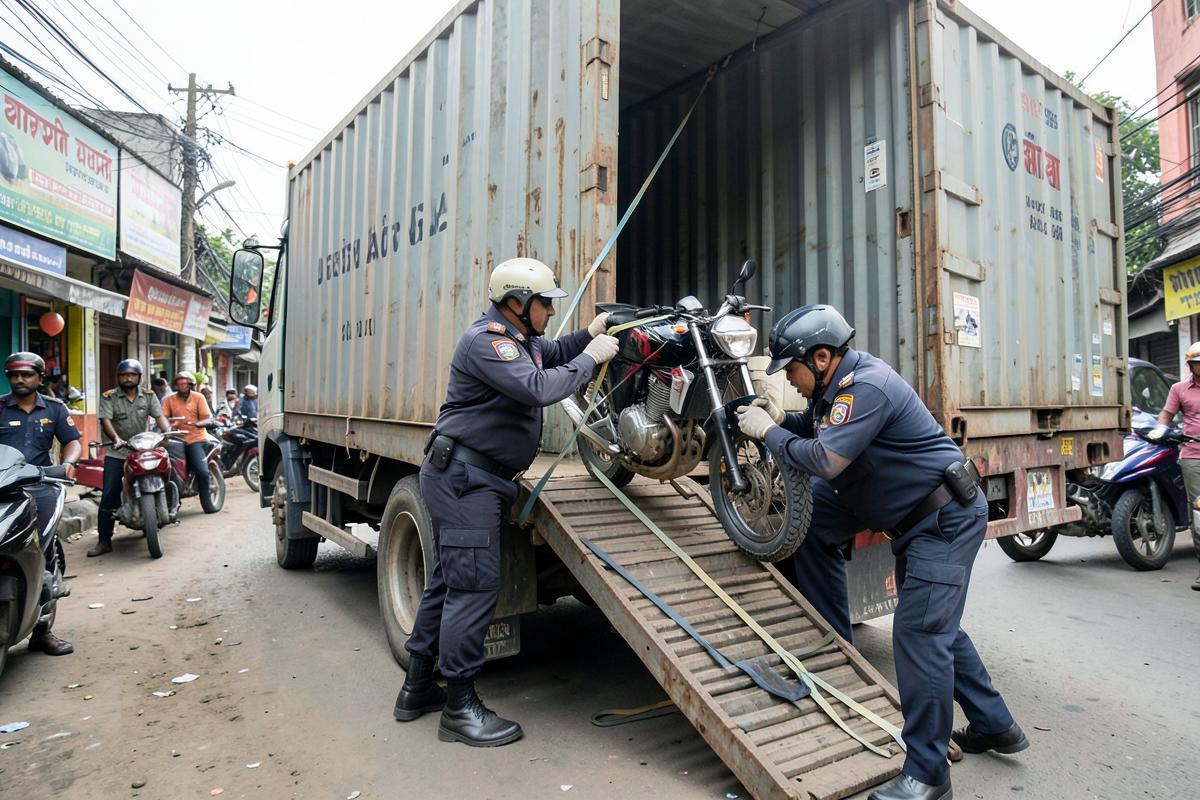 Loading a Bike in Closed Container — Mukesh Car Career Gurgaon